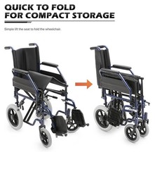 Monicare Transport Folding Wheelchair Flip Back Arm Swing Away Footrest 300lbs.