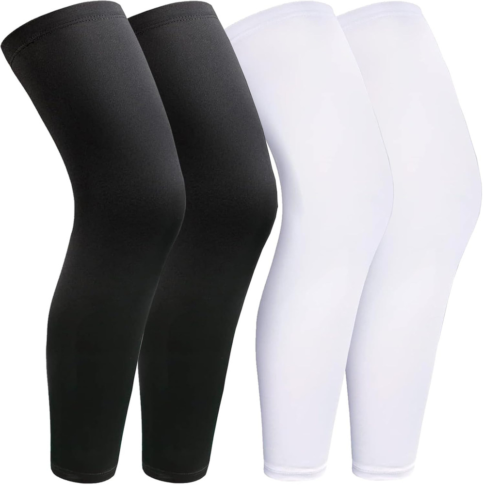 2 Pairs Full Leg Compression Sleeves Men Women Knee Long Support Anti Slip Sport