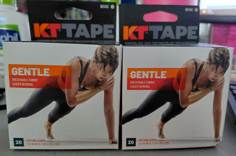 KT Tape Original Gentle Elastic Sport Tape Cotton Fabric Beige 20 Strips 2PACK