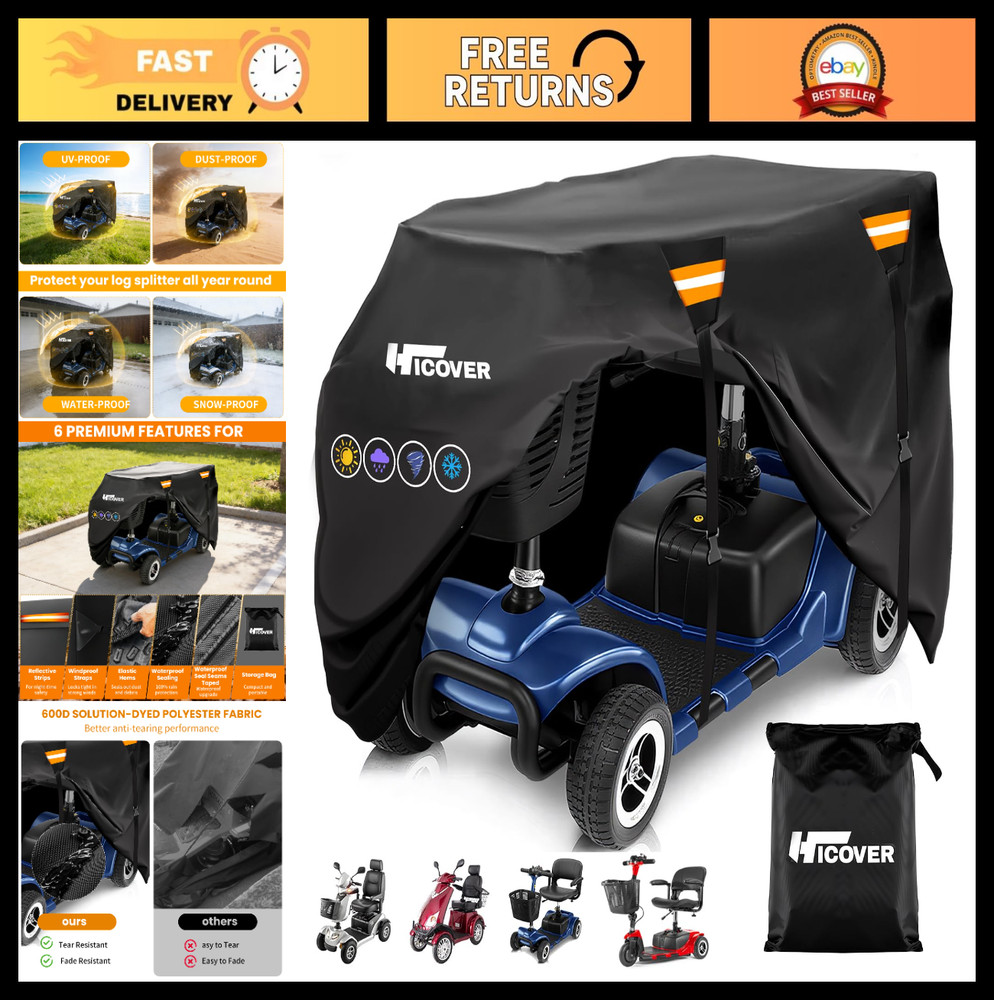 Heavy Duty Mobility Scooter Cover, Waterproof 600D Oxford Fabric, UV Protection,