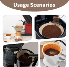 Disposable #4 Cone Coffee Filters, 100Pcs Unbleached Wood Pulp Paper, Compatible
