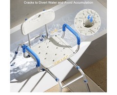 Bluelog Sliding Shower Chair 360° Swivel Padded Seat Extra-Wide Non-Slip
