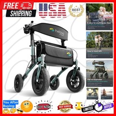 All Terrain Walker Rollator with 12” Pneumatic Tires – Foldable Outdoor Walke…