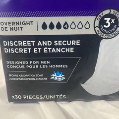 Tena Men Overnight Incontinence Protective Guard Bladder Control Discrete 90 Ct.