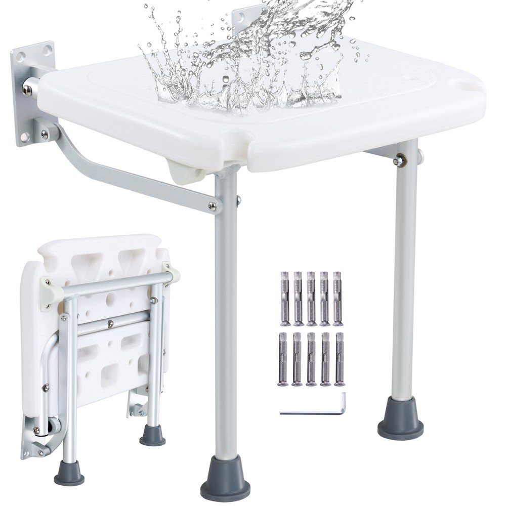Vevor Fold Down Shower Seat Folding Bench Wall Mount 500lbs Handicapped Chair
