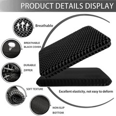 Extra Thick Gel Seat Cushion 2 Inch Pain Relief Black Office Chair Car