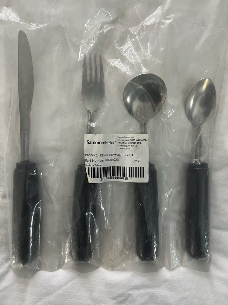 SammonsPreston EZ Large Grip Weighted Set Of 4 Eating Utensils Health Supply