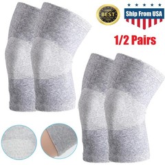 2Pairs Bamboo Knee Sleeve Elastic Compression Knee Brace Warm Breathable Pads US