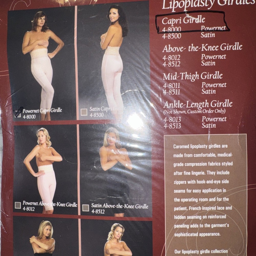 Caromed Lipoplasty Capri Girdle Compression System Style 4-8000 Women’s XS Black