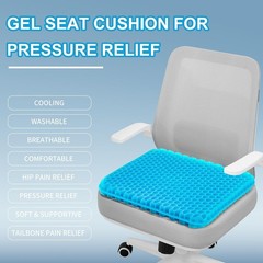 Gel Seat Cushion Long Sitting 16.5x 14.5 x 2.4in Extra Thick＆Soft Gel Cushion
