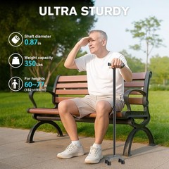 Walking Cane Super Light Only 1 lb with Ergonomic Handle and 4-Pronged Base f…