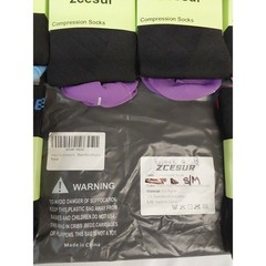 Zcesur 6 Pack S/M (2Blk/Pur+2Blk/Pink+2Blk/Blue ) Compression Socks #S8