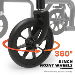 [FDA APPROVED]Foldable Lightweight Transport Wheelchair w/Handbrakes & Seat Belt