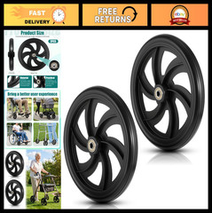 2 Pcs 7.5-Inch Replacement Wheels for Wheelchairs & Walkers, Anti-Slip Rubber Pa