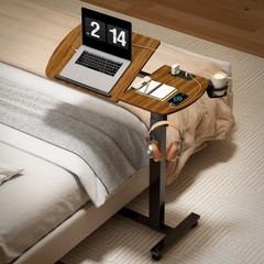 6 In 1 Overbed Table, 32“ Long Hospital Bed Table, Bedside Table (Walnut)