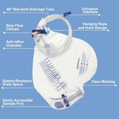Urine Collector Drainage Bags 20 Pack, Urine Bag with 2000 Ml Volume, 48″Unisex