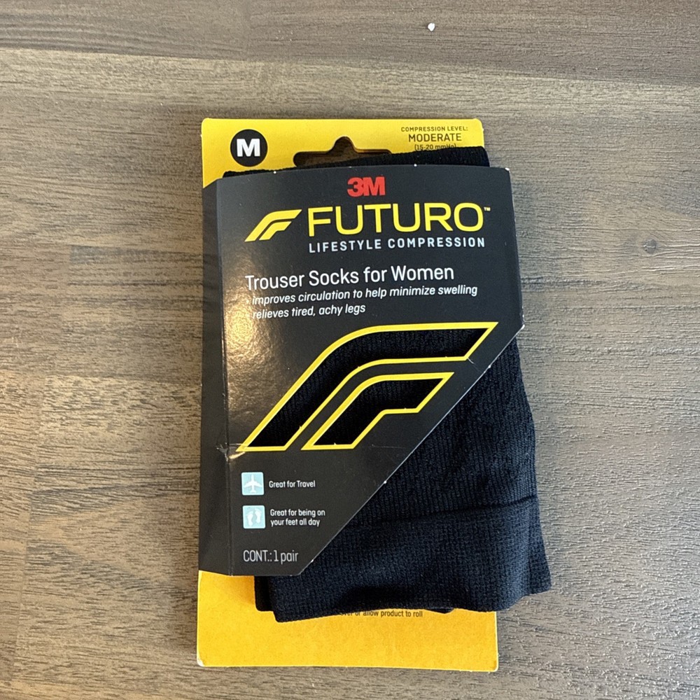 3M Futuro Trouser Socks for Women Moderate Compression Size: M Black 1 Pair