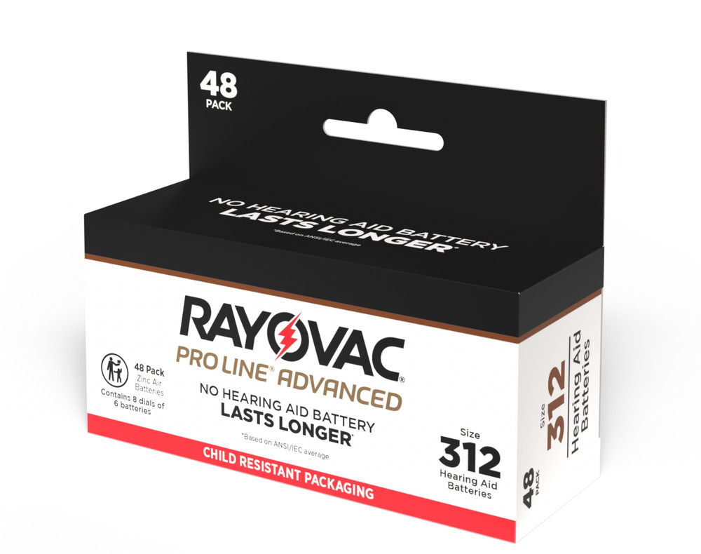 Rayovac Mercury Free Proline Advanced Size 312 Hearing Aid Batteries, 48 Batts