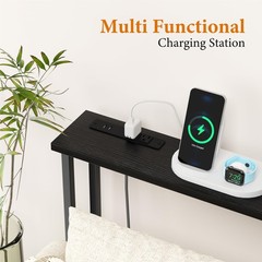 GRLEAF 39″ Narrow Console Sofa Table with Built-in Power Strip (2 AC Outlets & 2