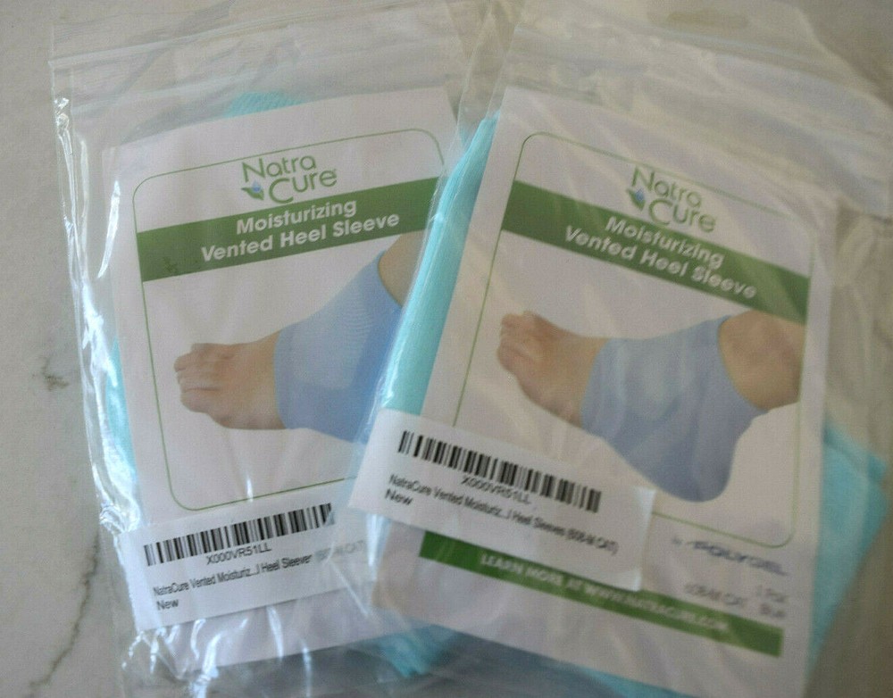 2 Pairs NatraCure Vented Moisturizing Poly Gel Heel Sleeves plantar fasciitis