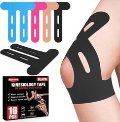 16 PCS Kinesiology Tape for Knees, 4 Colors Knee Support Tape, Precut Knee Tape