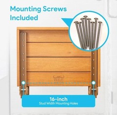 Wool & Ray Folding Teak Shower Bench W/ Back Rest Wall-Mounted Floating 400 lb