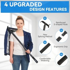 36 Inch Adjustable Long Handled Shoe Horn – Dressing Stick Aid 36 Inch, Black