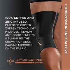 Tommie Copper Knee Compression Sleeve (L/XL, Black), 15-20 mmHg, 4D Stretch & No