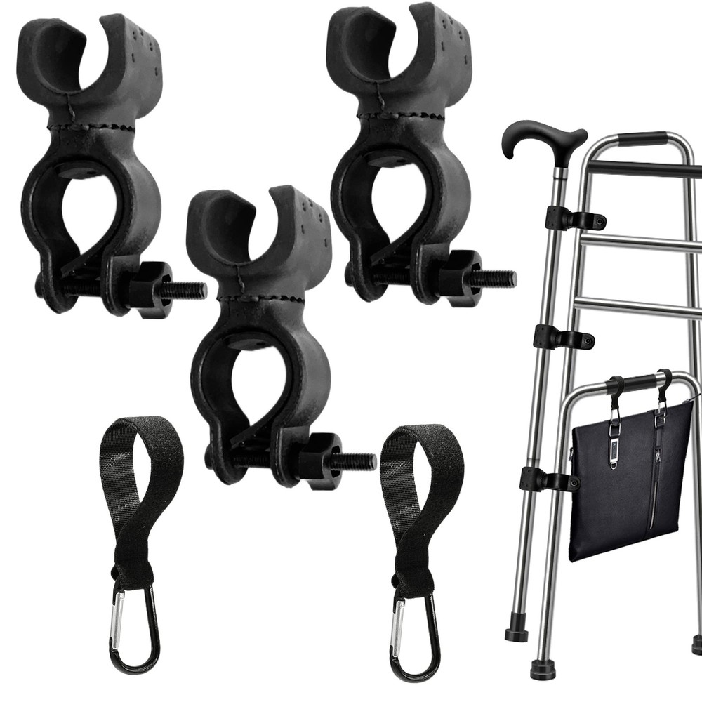 SADIKALO 5pcs Cane Holder for Walker Rollator and Hook Canes Crutches