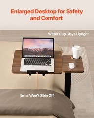 Overbed Table Mobile Bed Side Desk with Flip Desktop Wheels & Cup Holder