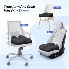 ZIKEE Ergonomic Seat Cushion with Thigh Relief 18 x16 x 3 inches, Black