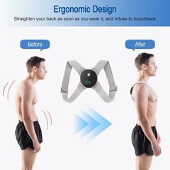 Smart Posture Corrector Adjustable Back & Shoulder Brace Gray Vibration Reminder