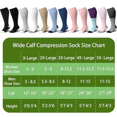Wide Calf Compression Socks for Women&Men 3X-Large 3 Pair-black/White/Grey