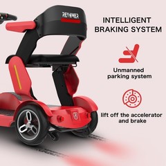 Red 1000W Mobility Scooter 35Mile Range 4-Wheel Basket Portable Wheelchair Fold