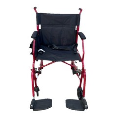 Medline Ultralight Transport Wheelchair , 300 lb – Red, MDS808200F2RC 19in.