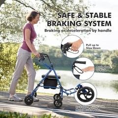 Rollator Walker for Seniors with Seat 3 in 1 Transport Wheelchair Medical Walker