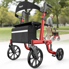 Rollator Walker for Seniors Safe Folding Adjustable Shock-Absorbing All Terrain