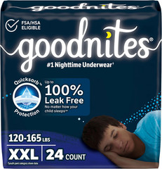 Goodnites Boys‘ Nighttime Underwear, Size XXL (120-165 Lbs), 24 Ct (2 Packs of 1