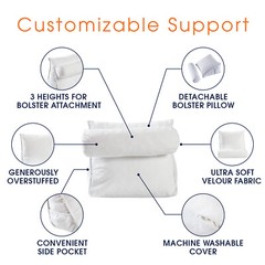 Wedge Shaped Backrest Pillow with Detachable Bolster for Watching TV and Reading