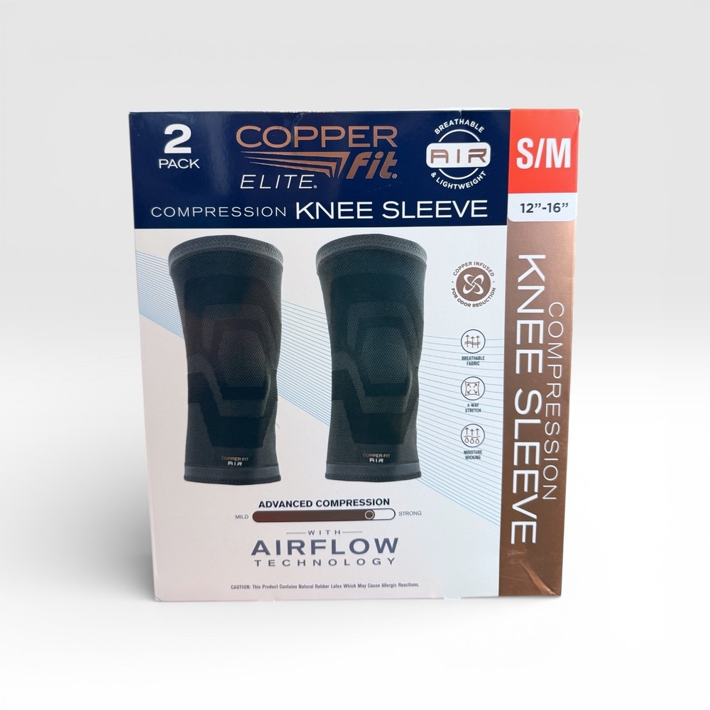 Copper Fit Elite Knee Sleeve 2 Pack Compression Brace S/M L/XL – New Open Box