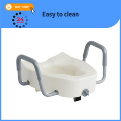 Medline 5″ Elongated Raised Locking Toilet Seat, 400 lb Capacity White