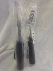 NEW! Weighted Utensil Set 4-Piece Heavy EZ Grip Fork, Knife, Spoons