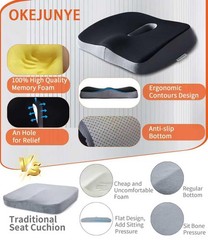 Memory Foam Seat Cushion, Large Office Chair Cushions Chair Pad for Tailbone …