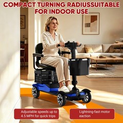 4-Wheel Mobility Scooter for Adults Seniors 15 Mile 350lbs Electric Scooter Blue