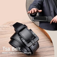 TSA Approved Non-Metal Nickel Fits Waist 37–38 in | Overall Length 47 in Black