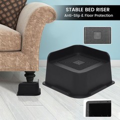 Bed Risers Heavy Duty, Oversized Furniture 3 inch, Black 4 Pack