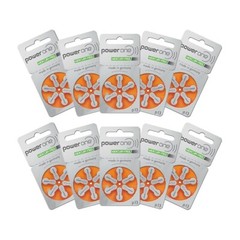 Hearing Aid Battery Powerone size 13 made in Germany Genuine 60 Batteries