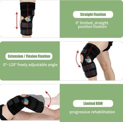 Hinged Knee Brace with Side Stabilizers ROM Support Adjustable S