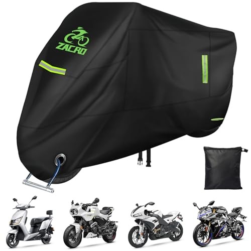 420D Heavy Duty Motorcycle Cover, Waterproof Outdoor All Weather UV Dust Snow