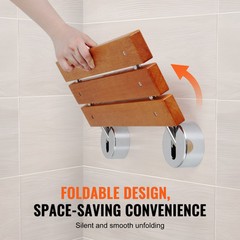 Folding Teak Shower Seat 20.1“ x 13.2“ Wall Mounted Shower Bench 440 lbs